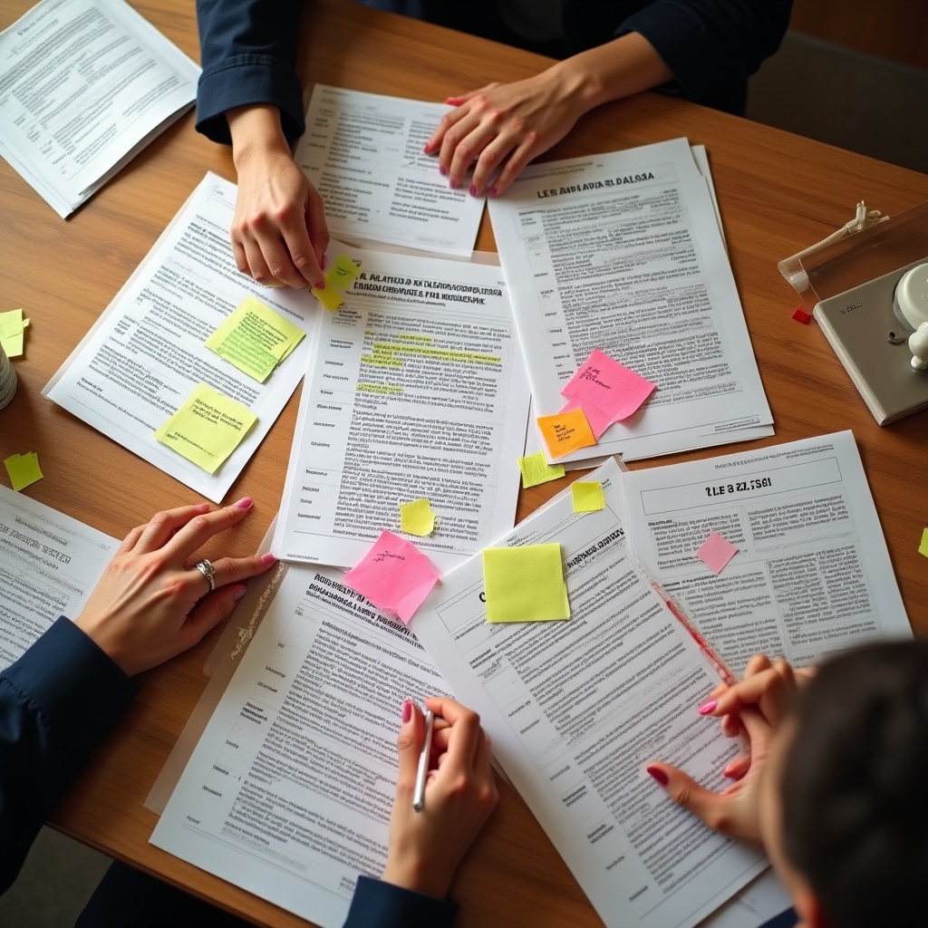 In-depth regulatory analysis document with highlighted sections and annotations