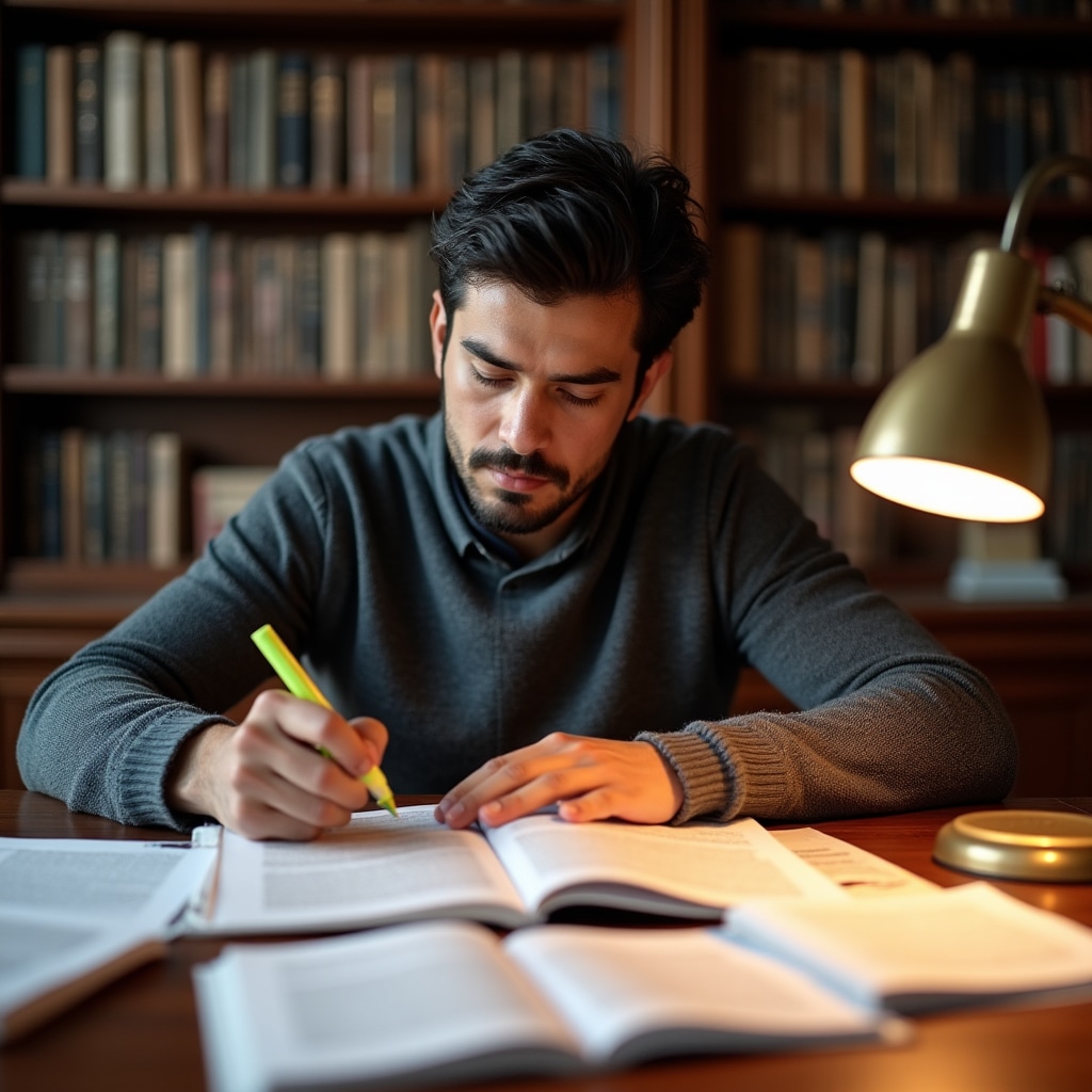 Researcher reviewing Chilean financial regulation documents at a professional desk